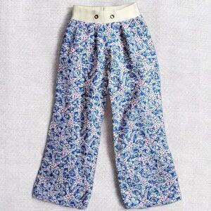 Lilly Pulitzer Indigo Star Crush Beach Pants 100% Linen Palazzo Wide Leg XS